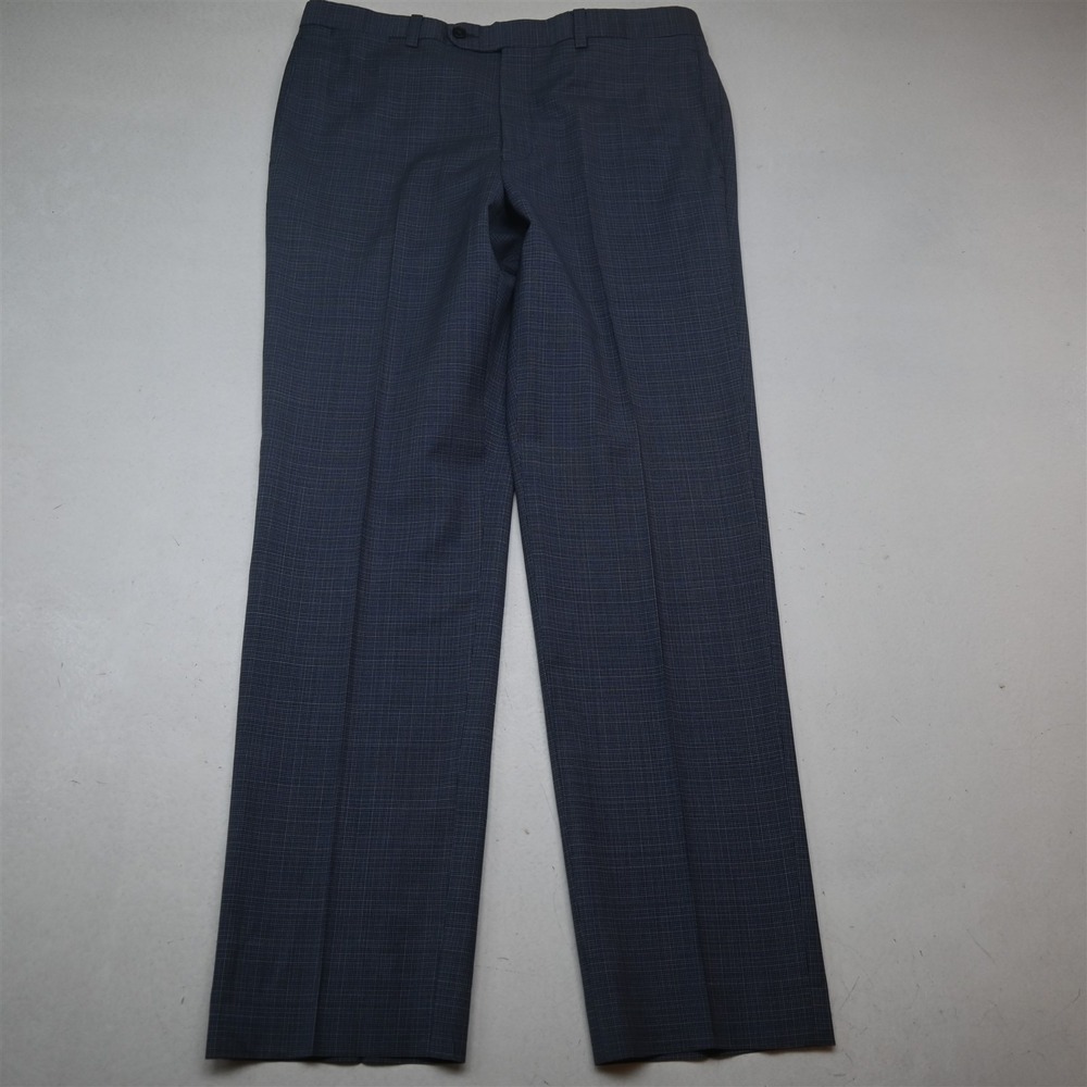 Riviera 34x32 Blue Houndstooth 100% Wool Kolt Straight Dress Mens Pants